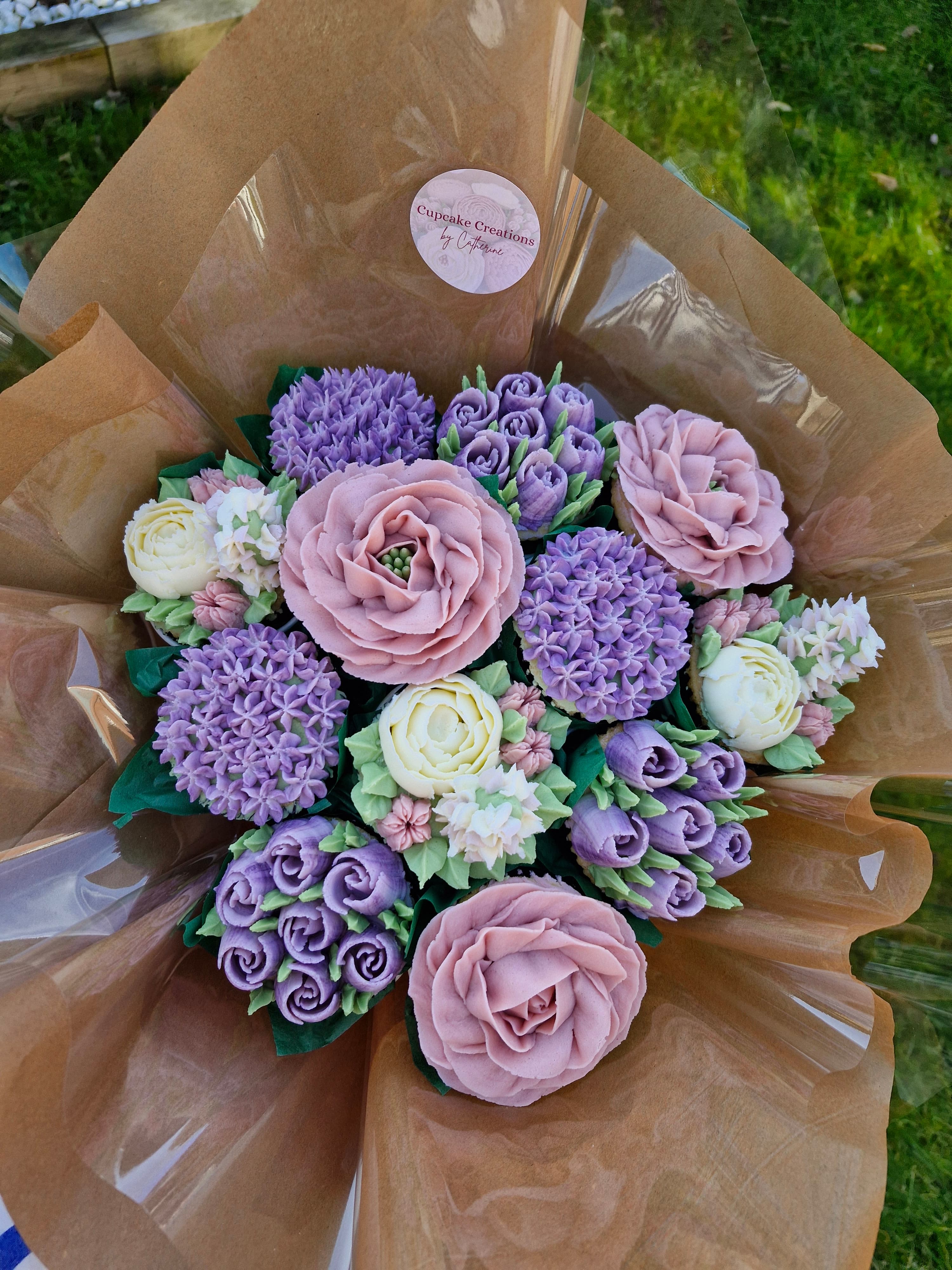 Stunning buttercream floral cupcake bouquet by Cake Creations by Catherine